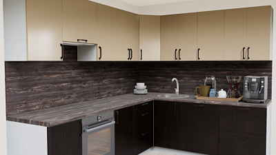 Кухня угловая Пастель капучино - Венге темный